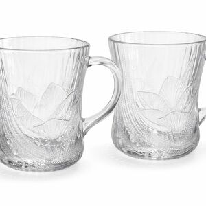 Vintage Arcoroc Canterbury Crocus Clear Glass Mugs – Set of 2 – France
